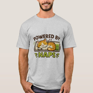 Süße Katze Powered by Naps Lustiges Schlafendes Kä T-Shirt