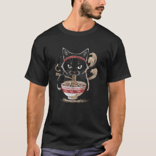 Süße Katze & Ramen-Nudeln Lustige Katzen Anime Jap T-Shirt