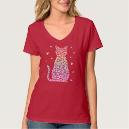 süße Katze Regenbogen-Herzen Pastell-Verlauf-Must T-Shirt