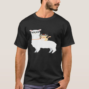 Süße Katze reitet Lama  Tier Geburtstags T-Shirt