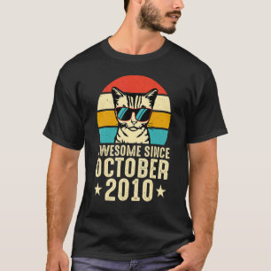 süße Katze Retro Vintage Sonnenuntergang für Haust T-Shirt