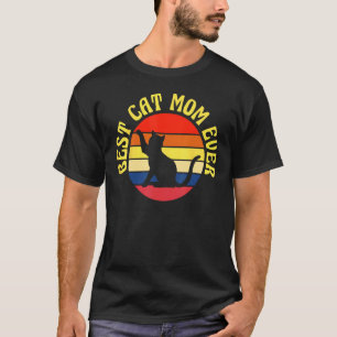 süße Katze Retro Vintage Sonnenuntergang für Haust T-Shirt