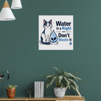 Süße Katze rettet Wasser Umweltbewusstsein Poster