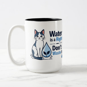 Süße Katze Rettet Wasser Umweltfreundlich Zweifarbige Tasse