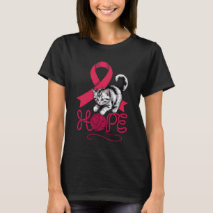 Süße Katze Rotes Blut Krebs-Bewusstseinsschleife L T-Shirt