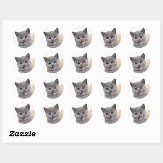 Süße Katze Runder Aufkleber (Blatt)