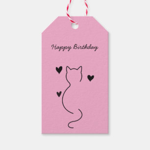 Süße Katze sagt: Alles Gute zum Geburtstag. Geschenkanhänger