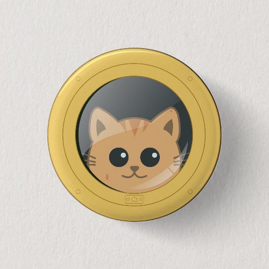 Süße Katze schaut durch das Bullauge eines Bootes Button (Vorderseite)