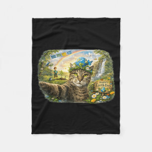 Süße Katze Selfie Tag der Erde Naturfeier Lustig Fleecedecke
