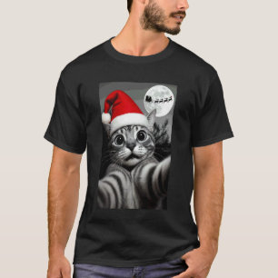 Süße Katze Selfie Weihnachtsmann Hut Weihnachten M T-Shirt
