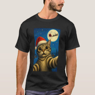 Süße Katze Selfie Weihnachtsmann Hut Weihnachten M T-Shirt