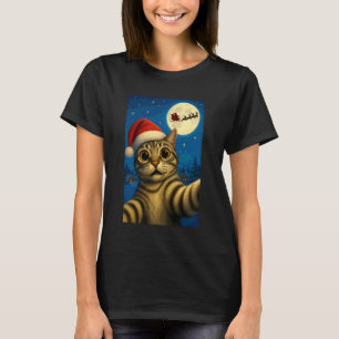 Süße Katze Selfie Weihnachtsmann Hut Weihnachten M T-Shirt