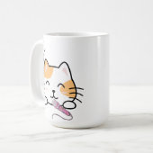 süße Katze singt Kaffeetasse (Vorderseite Links)