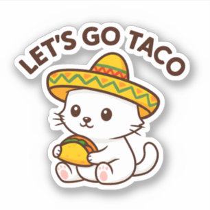 Süße Katze Sombrero Taco Lass uns Taco gehen Lusti Aufkleber
