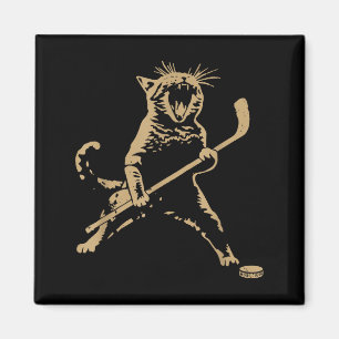 Süße Katze spielt Eishockey Liebhaber Spieler Lust Magnet