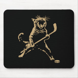 Süße Katze spielt Eishockey Liebhaber Spieler Lust Mousepad