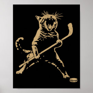 Süße Katze spielt Eishockey Liebhaber Spieler Lust Poster