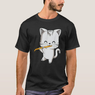 Süße Katze spielt Flöte Männer Frauen Kinder T-Shirt