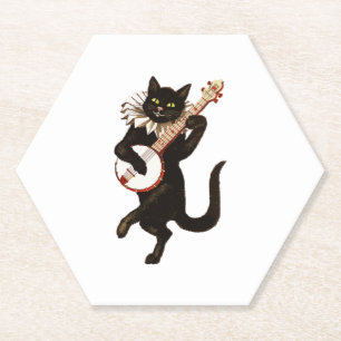 Süße Katze spielt Gitarre  Musikalische Shirts Untersetzer