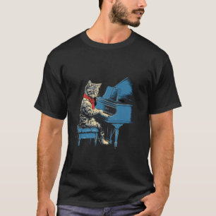Süße Katze spielt Klavier Musikliebhaber Lustiger T-Shirt