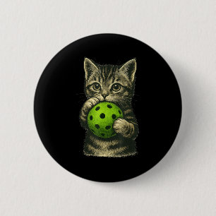 Süße Katze spielt Pickleball Katzenliebhaber Button