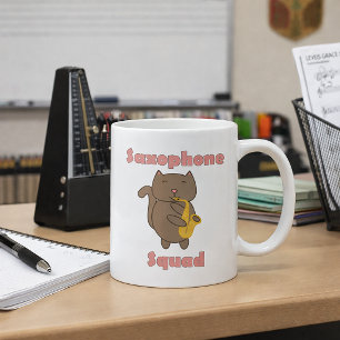 Süße Katze spielt Saxophon “Saxophone Squad” Musik Kaffeetasse