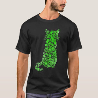 Süße Katze St. Patrick's Day Kleeblatt Glückskatze T-Shirt