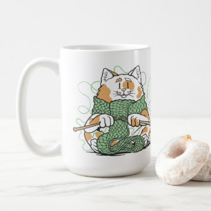 Süße Katze Strickendes Handwerk Garnliebhaber Katz Kaffeetasse