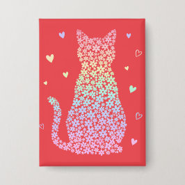  süße Katze süßer Regenbogen Herzen Pastellverlauf Button
