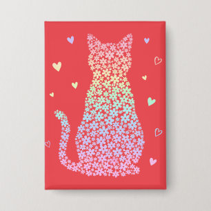 süße Katze süßer Regenbogen Herzen Pastellverlauf Button
