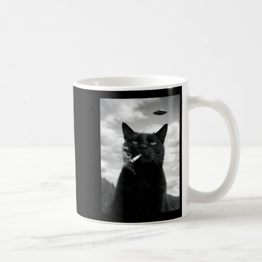 Süße Katze Ufo Meme Selfie Alien Kaffeetasse (Rechts)