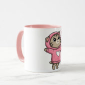 Süße Katze Umarme Mich Rosa Kapuzenpullover Herz Tasse (Vorderseite Links)