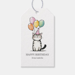 Süße Katze und Ballons Alles Gute zum Geburtstag Geschenkanhänger