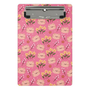 Süße Katze und Blumen Mini Klemmbrett