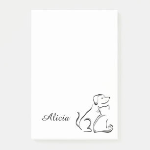 süße Katze und Hund Linienkunst Post-it Klebezettel