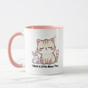 Süße Katze und Kaninchen "Ich brauche ein bisschen Tasse