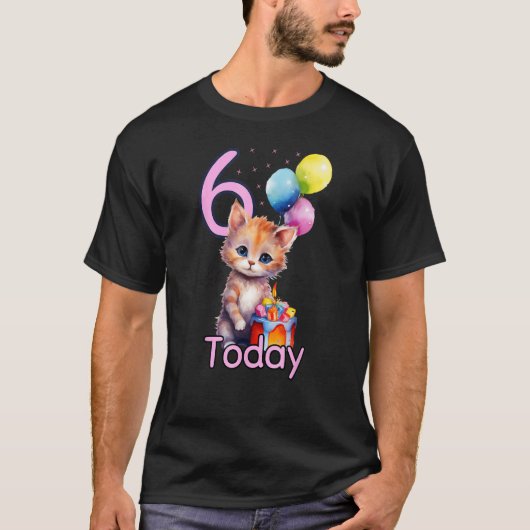 Süße Katze und Kätzchen, Mädchen oder Junge 6. Geb T-Shirt (Vorderseite)
