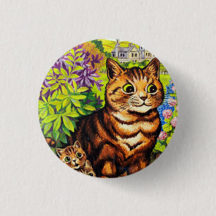 Süße Katze und Kätzchen Zeichnung von Louis Wain Button