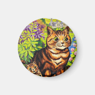 Süße Katze und Kätzchen Zeichnung von Louis Wain Magnet