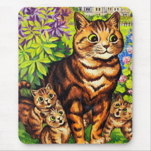 Süße Katze und Kätzchen Zeichnung von Louis Wain Mousepad