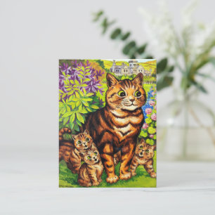 Süße Katze und Kätzchen Zeichnung von Louis Wain Postkarte