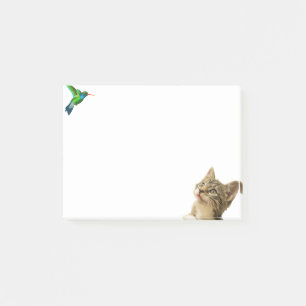 Süße Katze und kleiner Vogel Post-it Klebezettel