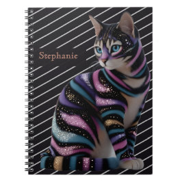 Süße Katze und personalisierter Namensentwurf Notizblock