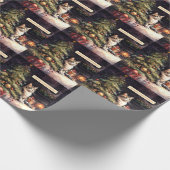 Süße Katze unterm Weihnachtsbaum Geschenkpapier (Ecke)