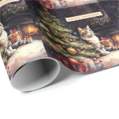 Süße Katze unterm Weihnachtsbaum Geschenkpapier (Rolleneckpunkt)