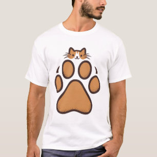 Süße Katze versteckt sich in Pfotenabdruck - Illus T-Shirt
