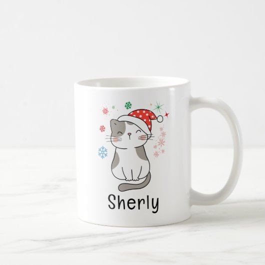 Süße Katze Weihnachten Benutzername Kaffeetasse (Rechts)