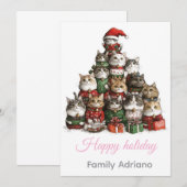: 🎄 Süße Katze Weihnachtsbaum-Familien-Feiertags- Einladung (Vorne/Hinten)