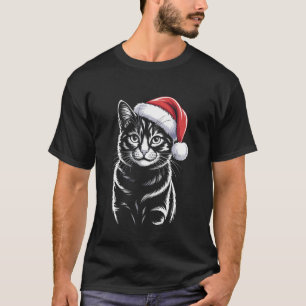 Süße Katze Weihnachtsmann Hut Weihnachten Xmas Kät T-Shirt