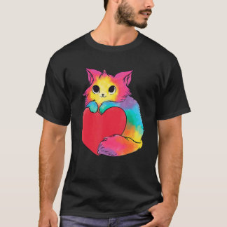 Süße Katze zum Valentinstag Bunte Kitty Adoption T-Shirt